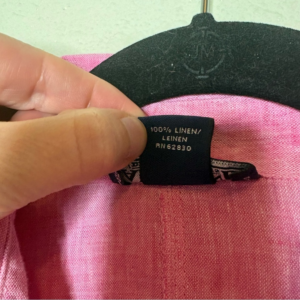 Lands' End Pink Button-Down Linen Shirt Size 8 - Picture 6 of 7